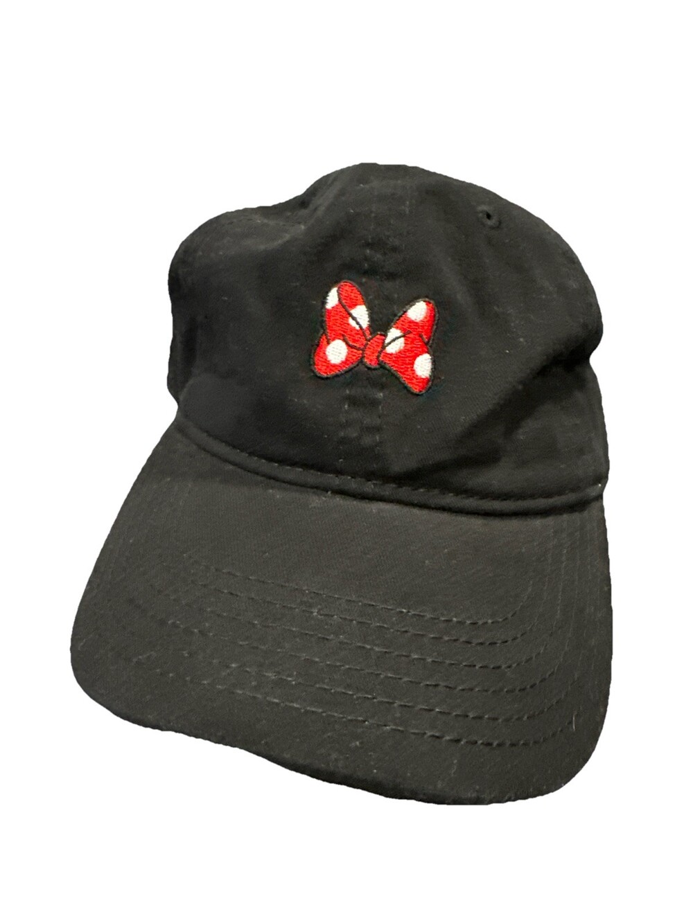 Disney Minnie Mouse Polka Dot Bow Embroidered Logo Strapback Hat Baseball Cap